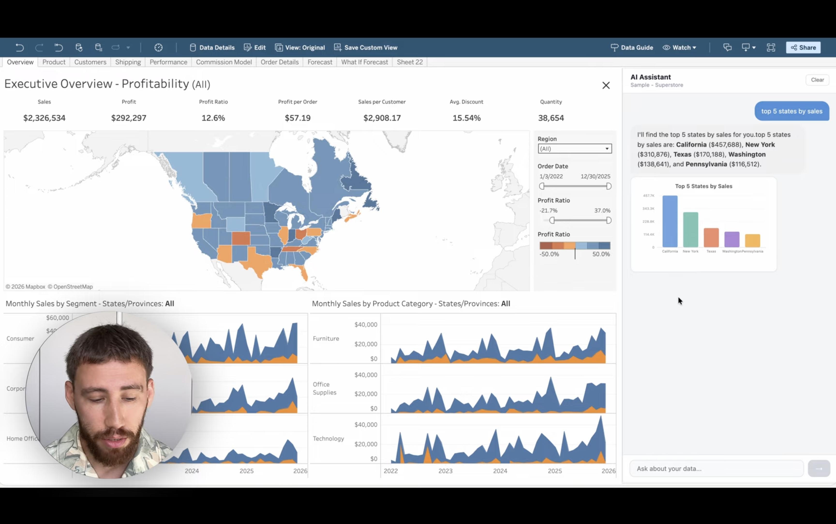 Ask Mode: AI chatbot inside a Tableau dashboard answering data questions