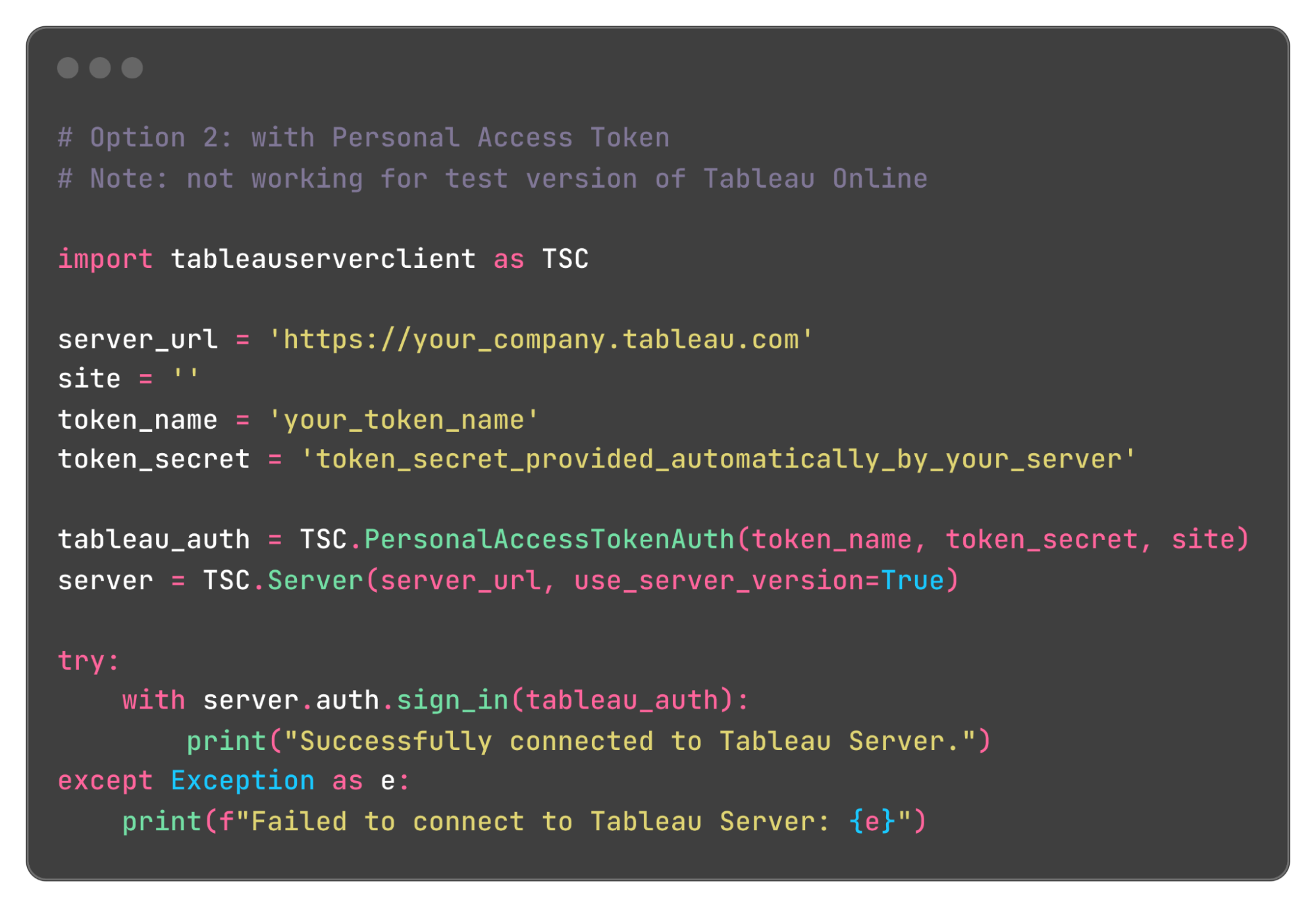PAT Authentication Example